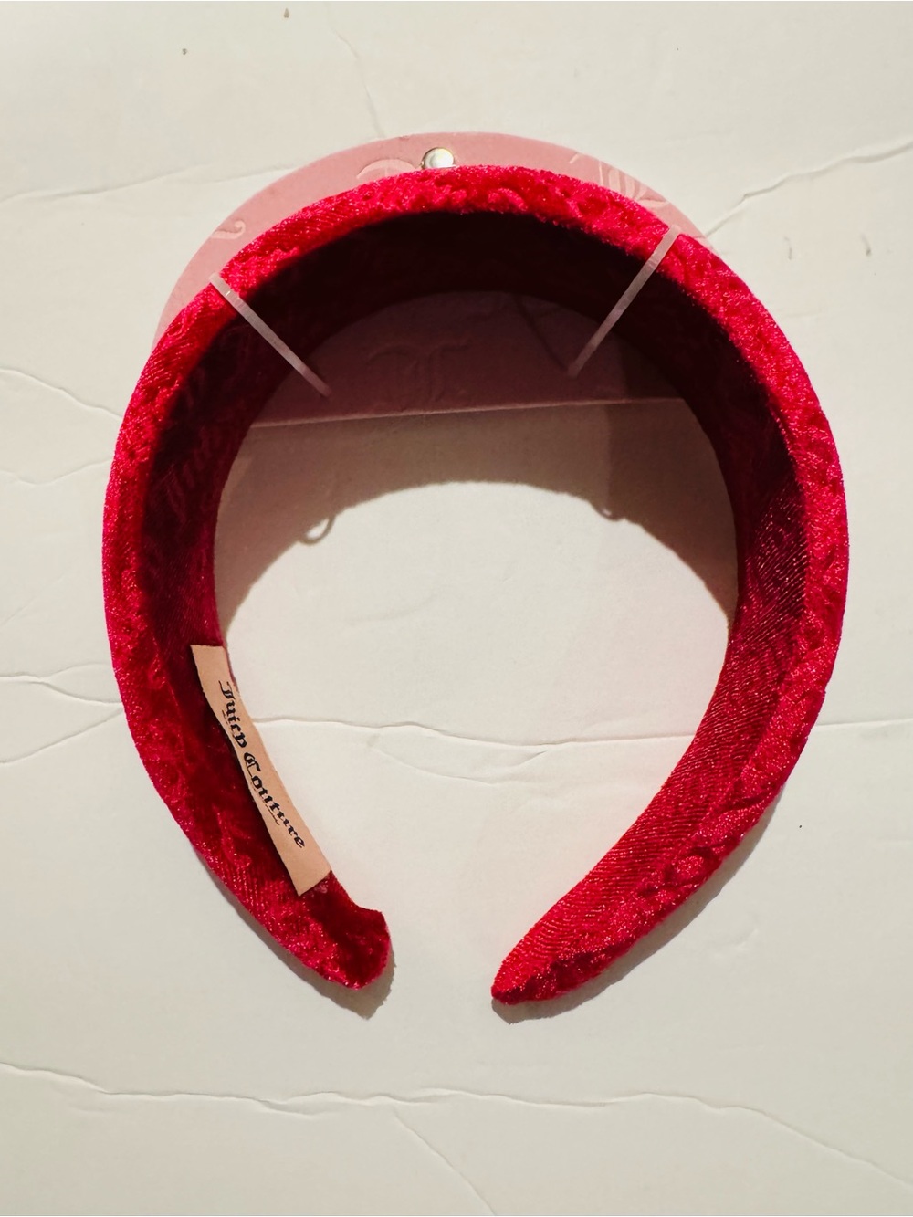 JUICY COUTURE Monogramed Padded Velvet Fuchsia Headband